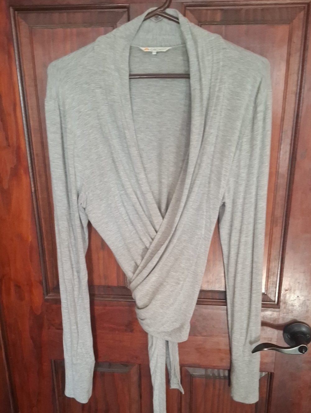 C&C Sport Light Gray Women's Wrap-Front Long Sleeve Top
